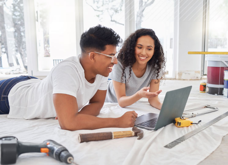 Couple planning a remodel with home equity loan financing
