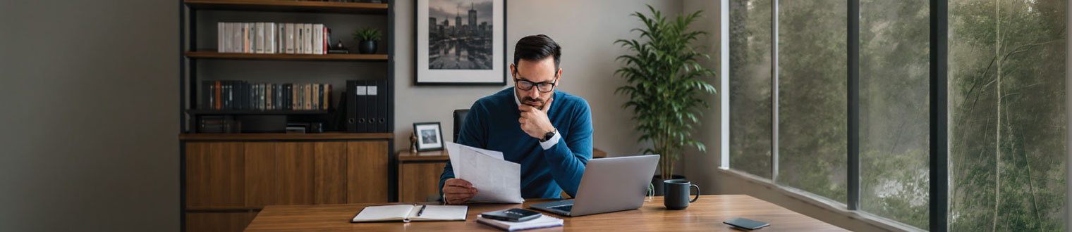 Business owner analyzing fraud